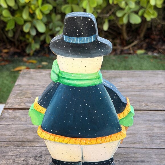 Hand painted Vintage Wood Snowman Christmas Decor Primitive Folk Art Let it Snow - Picture 6 of 8